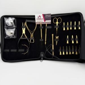 Pinzas de Acero Inoxidable con Logotipo Personalizado Plasma Gold para Extensiones de Cabello, Kit de Herramientas para Extensiones de Cabello con Microperlas, con Hilos y Lazos - Product Image 4
