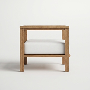 Modern <b>Outdoor</b> Lounge Chair Wooden Garden <b>Sofa</b> Set Upholstered Minimalist Patio Furniture - Product Image 2