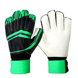 Gants de gardien de but de football, doigts entiers, vert noir, cuir PU, fermeture auto-agrippante, unisexe, respirant, antidérapant - Product Image 1
