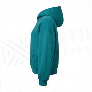 Sweat à capuche oversize en pur coton, épaules tombantes, streetwear, pull personnalisé avec logo, manches longues, longueur genou, motif uni - Product Image 3