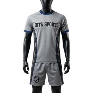 Conjunto de Camiseta y Pantalones Cortos de Netball Sublimados en Gris y Negro para Hombre, Ropa Deportiva de Poliéster, Ropa de Entrenamiento Ligera - Product Image 1