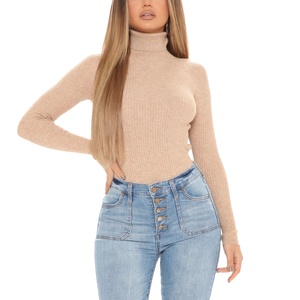 Sweat-shirt d'hiver en tricot décontracté pour femmes Col roulé à manches longues Logo avant anti-boulochage Respirant BD - Product Image 6