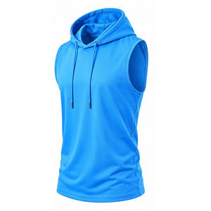 Custom <b>Men</b> Winter <b>Sleeveless</b> Hoodie OEM ODM Cotton Fleece Gym Workout Fitness Hooded Sweatshirt - Product Image 6