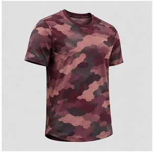 เสื้อยืดคอกลมแขนสั้นลายพรางพิมพ์ลายกุหลาบไวน์แบบกำหนดเองสำหรับผู้ชาย รุ่น MTS-CAMO-0035 - Product Image 4