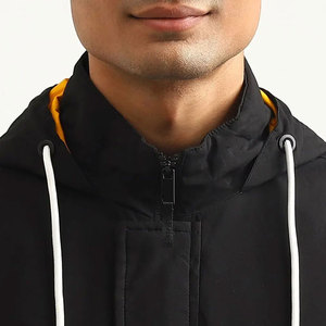 Chaqueta Bomber con Capucha para Hombre, Diseño Color Block, Cierre de Cremallera, Corte Regular, Ropa Exterior Casual de Otoño, Negro, Amarillo, Blanco - Product Image 6