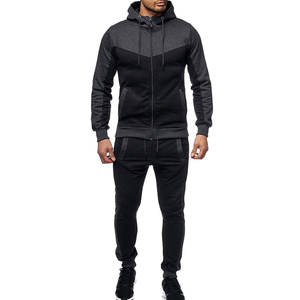 Survêtements d'hiver pour hommes respirants et personnalisables, en coton, avec fermeture éclair, manches longues et pantalon de jogging, style décontracté et uni - Product Image 1