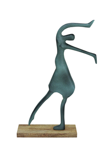 Sculpture Moderne Abstraite de Ballerine en Aluminium - Statue de Danseuse en Métal Teal sur Socle en Bois - Art Décoratif Contemporain Élégant pour la Maison - Product Image 3