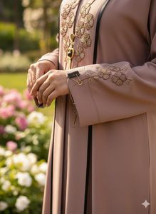 Certified Marble <b>Velvet</b> Traditional Muslim Clothing Shrug Style Winter Outfit Handwork Neck Side Matching Dupatta Women Wear - Product Image 5