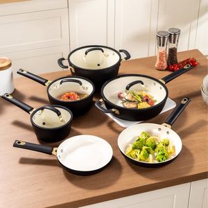 Set di Pentole in Ceramica Antiaderente 10 Pezzi Nero in Alluminio Pressofuso Compatibile con Induzione Durevole ed Ecologico Modello D0100XFASTY - Product Image 6