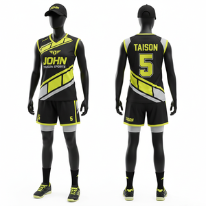 Uniforme de handball pour femmes, 150 GSM, polyester interlock de qualité supérieure, respirant, séchage rapide, noir avec panneau jaune fluo, uniforme de handball personnalisé - Product Image 1