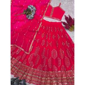 Designer Party Wear Lehenga Choli avec une belle broderie de travail Taille XL - Product Image 3