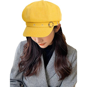 หมวกแก๊ปทรงนิวส์บอยสีดำสำหรับผู้หญิง ขายส่ง หมวกเบเกอร์บอยลายทางทันสมัย หมวกแฟชั่นทรงแคบี้พร้อมห่วงโลหะ ทำจากขนสัตว์ 100% ระบายอากาศได้ดี - Product Image 5