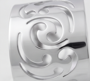 <b>Silver</b> Hollow Metal <b>Napkin</b> Ring Laser Cut Spiral Design Stainless Steel Ideal For Table Decor Use - Product Image 2