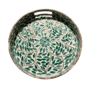 Bandeja Decorativa Artesanal con Incrustaciones de Madreperla, Estilo Noble, para Almacenamiento en Interiores Sofisticados - Product Image 1