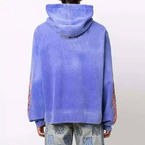 Sweat-shirt à capuche oversize pour homme, imprimé flamme, en molleton de coton, décontracté, pour l'automne, effet délavé - Product Image 2