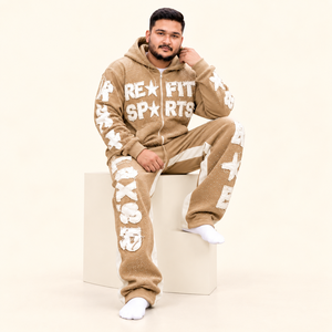 Ensemble de survêtement personnalisé Rexfit Sports 2026 pour homme, kaki, avec strass, sweat à capuche et pantalon de jogging, tenue streetwear - Product Image 3