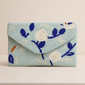 Colorful Floral Beaded Clutch With Chain <b>Strap</b> Bohemian Party Bag For Women - Product Image 3