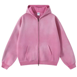 Eyre Sport Wear Sudadera con capucha con cremallera personalizada, estilo vintage, con lavado ácido, de peso pesado, desgastada, con efecto descolorido por el sol, estilo streetwear, lisa - Product Image 1
