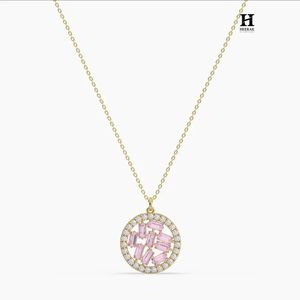 Pendentif élégant au design circulaire avec diamants baguette, bijoux fins avec diamants certifiés IGI/GIA, service OEM/ODM personnalisé - Product Image 5