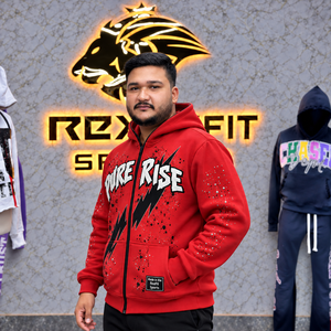 Custom Unisex Oversized <b>Zip</b> Up <b>Hoodie</b> Heavyweight Fleece Graphic Print Streetwear Jacket With Kangaroo <b>Pocket</b> Custom Label Style - Product Image 3