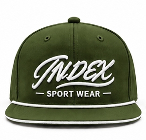 Gorra Deportiva Olive Green Index con Estampado Puff, 6 Paneles, Visera Plana y Cierre a Presión - Product Image 1