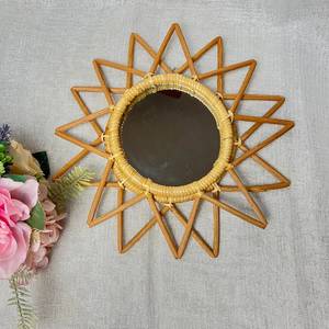 Handcrafted Bamboo Cane <b>Mirror</b> Round Rattan Wall <b>Mirror</b> Rustic Farmhouse Home Decoration Framed Round Design - Product Image 6