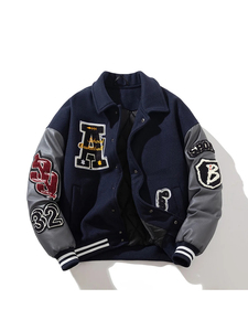 Custom Varsity <b>Jacket</b> Wool Body <b>Leather</b> Sleeves Letter Embroidery Hip Hop <b>Winter</b> Coat OEM - Product Image 4
