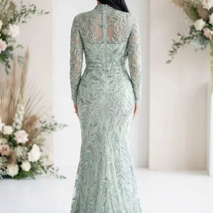 Nouvelle Arrivée 2026 – Robe de Soirée Sirène à Col Montant et Paillettes, Motif Géométrique Perlé, Manches Longues, Robe de Bal de Luxe pour Femme, Tenue de Soirée - Product Image 3