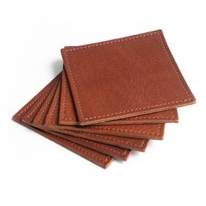 Premium Cowhide Leather Coasters Set Durable Drink Coaster Heat Resistant <b>Table</b> Protection Retail Use GLC-0063 - Product Image 1