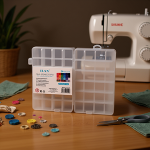 Caja Organizadora de Plástico Transparente ILAN con 24 Compartimentos de 13x19cm para Cuentas y Artículos de Costura - Product Image 2