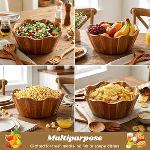 Tazón de Madera de Acacia para Frutas y Servir, Hecho a Mano, Rústico, Decorativo, para Frutas, Ensaladas, Bocadillos y Cocina - Product Image 2