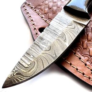 Couteau de cuisine Bowie 8 pouces, tendance, très vendu, OEM/ODM, prix bas, fait main, en acier Damas, manche en corne de taureau, lame pleine longueur - Product Image 3