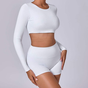 Top de Yoga para Mujer de Primera Calidad, Manga Larga, Ligero, Transpirable, Spandex/Nylon, Logotipo Frontal Personalizable, Precio Económico - Product Image 3