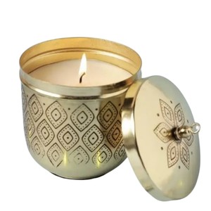 Venta al por mayor de frascos para velas de diseño clásico, frascos de metal plateado martillado con tapa dorada, artículo de decoración de lujo para el hogar al precio más bajo. - Product Image 3