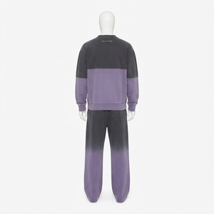 Conjuntos de ropa para hombre, sudadera de cuello redondo lisa, conjunto de pantalones deportivos, ropa informal de calle con degradado, ropa a juego, logotipo personalizado, 100% algodón - Product Image 4