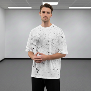 Camisetas Extra Grandes de Alta Calidad 100% Algodón para Hombre, con Efecto de Pintura Personalizado, Logotipo Bordado, Corte Holgado, Tela de Algodón Peinado, Estilo Hip Hop - Product Image 2