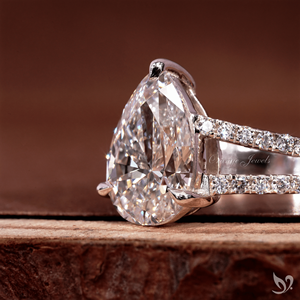 2CT Pear Lab Diamond <b>Ring</b> Dual Pave <b>Split</b> Band 10K White Gold IGI Certified Bridal Engagement <b>Ring</b> - Product Image 2