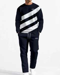 ONETEN APPAREL Sudadera de cuello redondo a rayas blancas y azules para hombre, jersey informal de manga larga - Product Image 5