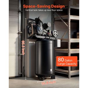 Compresseur d'air robuste de 80 gallons, 10 CV, 17 SCFM, 90 PSI max, 175 PSI, réservoir lubrifié à l'huile - Product Image 4
