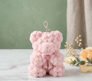 Luxury Handmade Rose Bear <b>Candle</b> Aromatherapy Decorative Teddy Bear <b>Candle</b> Gift Romantic Scented Flower <b>Candle</b> for Home Decor - Product Image 3