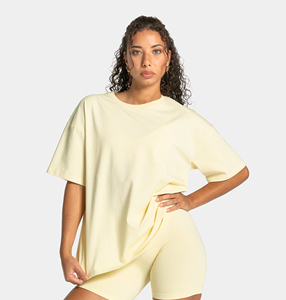 Camisetas de cuello redondo para mujer, personalizadas con logotipo, de moda, de manga corta, holgadas, para verano, gran venta. - Product Image 1