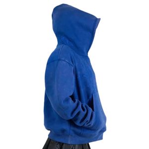 Sweat à capuche unisexe bleu roi surdimensionné en molleton épais, style streetwear décontracté, personnalisable - Product Image 2