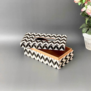 Meilleure vente Boîte à mouchoirs en bois émaillé moderne Porte-serviettes laqué avec imprimés peints élégants et intelligents - Product Image 6