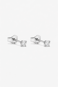 10K Solid Gold Rhodium Plated IGI Certified Lab Grown Diamond Stud <b>Earrings</b> 0.20 CTW Cut Minimalist Everyday Wedding Screw <b>Back</b> - Product Image 3