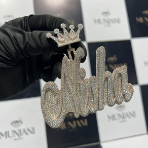 Colgante de plata S925 chapado en oro rosa Nisha, personalizado, con diamantes VVS, estilo Hip Hop, para hombre, pasa la prueba del diamante, colgantes y dijes finos. - Product Image 3