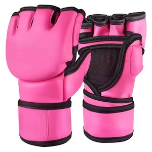 Guantes de MMA al por mayor, paquete a granel, guantes de boxeo profesionales de palma abierta para entrenamiento de artes marciales, de cuero PU con muñequera ajustable - Product Image 3