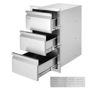 Cassetto BBQ in Acciaio Inossidabile 15" x 25.4" x 19" con Struttura a Scatola e Montaggio a Filo per Stoccaggio in Cucina Esterna - Product Image 1
