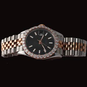 Relojes Mecánicos de Lujo al por Mayor con Esfera Negra, Fecha Automática, Bisel de Dos Tonos y Diamantes de Moissanita en Acero Inoxidable - Product Image 1