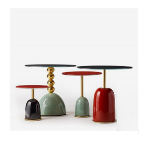 Table basse extensible en métal pour la maison, style européen moderne, table à collation d'extérieur, plateau arrondi, meubles de salon - Product Image 6