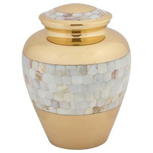 Urna Conmemorativa de Latón de Estilo Americano con Banda Ancha de Nácar Blanco, 200 Pulgadas Cúbicas - Product Image 5